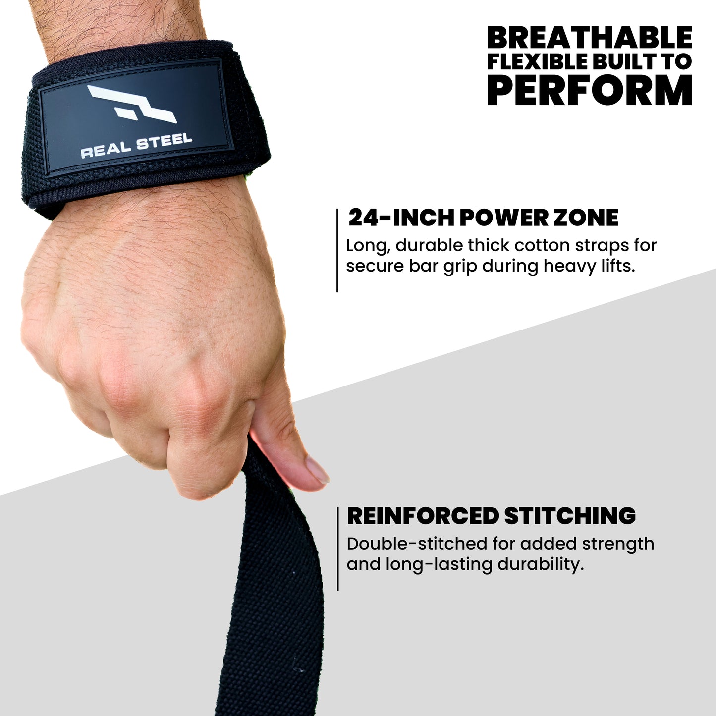 Real Steel Lifting Wrist Straps for Weightlifting