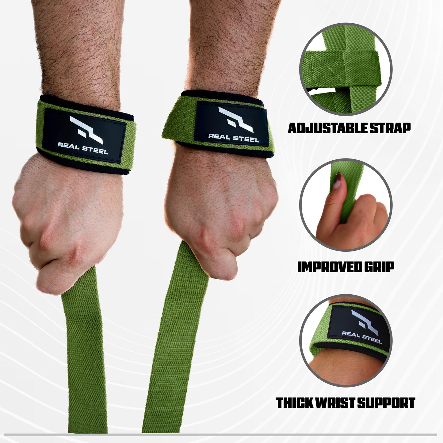 Real Steel Lifting Wrist Straps for Weightlifting