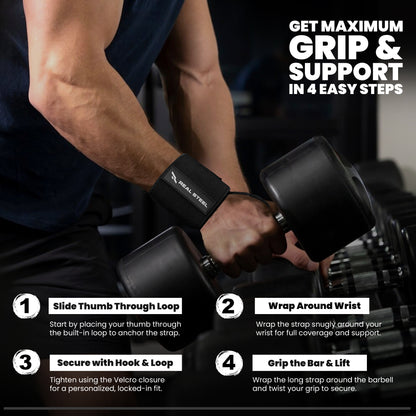 Real Steel Wrist Wraps for Weightlifting Men & Women