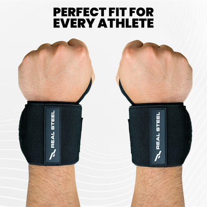 Real Steel Premium Wrist Wraps for Weightlifting Men & Women