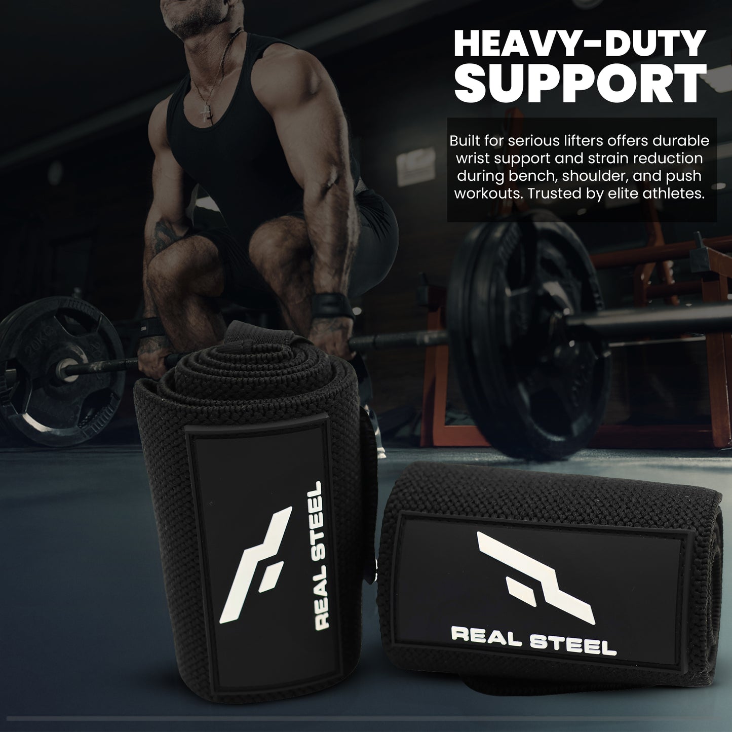 Real Steel Premium Wrist Wraps for Weightlifting Men & Women