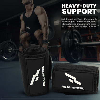 Real Steel Premium Wrist Wraps for Weightlifting Men & Women
