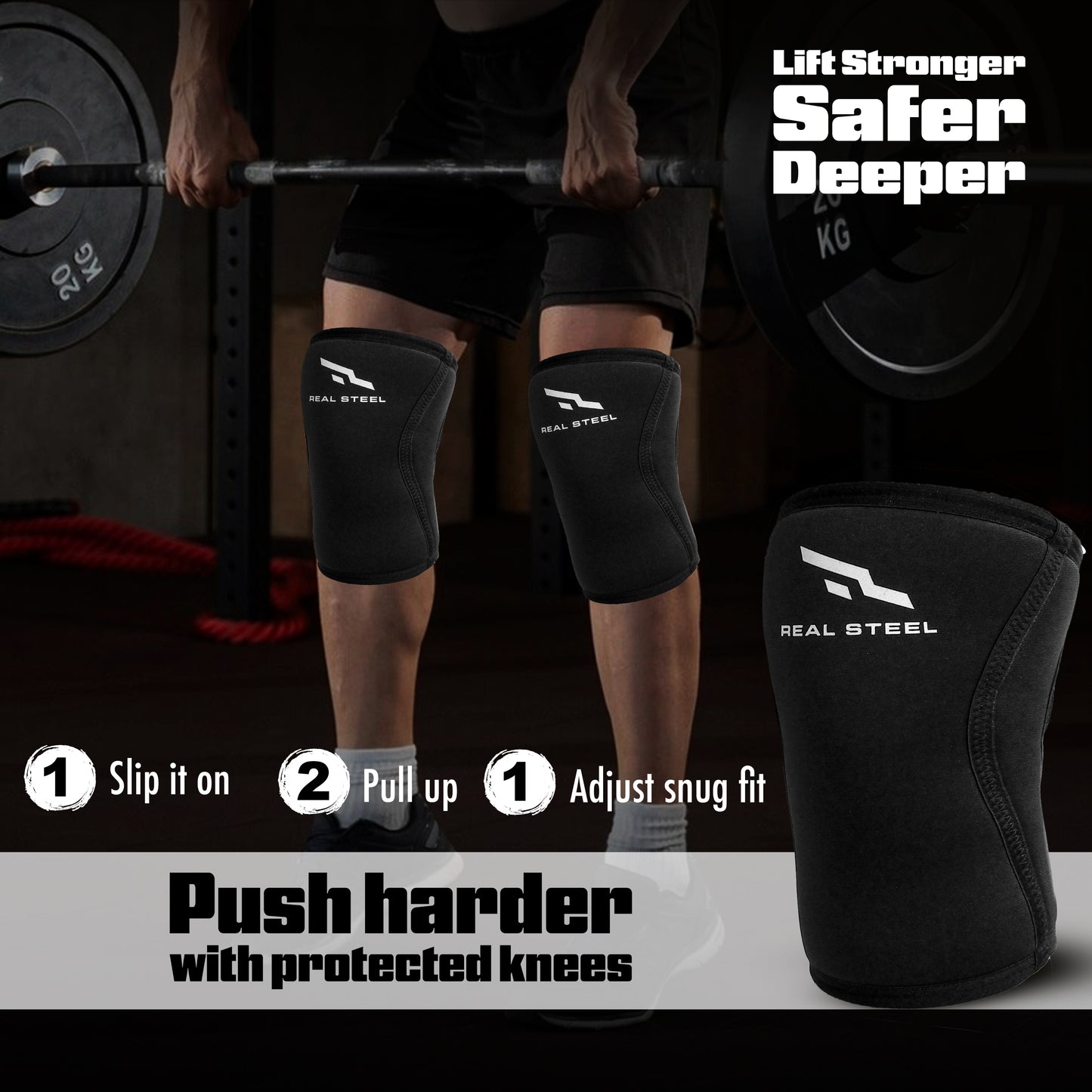 Compression Knee Sleeves 7mm - Neoprene Weightlifting