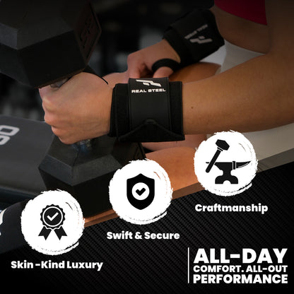Real Steel Wrist Wraps for Weightlifting Men & Women